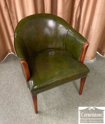 5966-2142-Green Faux Leather Office Barrel Chair