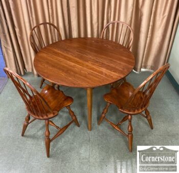 5966-2472-Cab Made Pine Table 4 Windsor Chairs