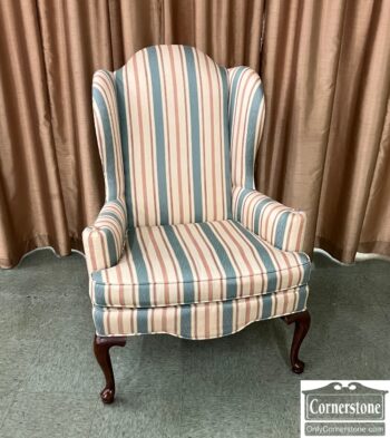 Queen Anne Striped Wing Chair
