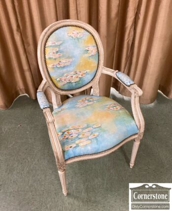 7749-19-Councill White Chair Monet Water Lily Ptrn
