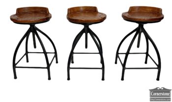 7917-34-Set of 3 Rustic Bar Stools