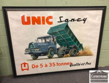 Large 1950's French Poster - "UNIC Sancy" Dump Truck