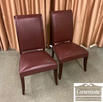 7999-2-Pr EA Contem Br Leather Side Chairs