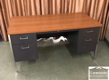 8023-7-Gray Metal and Chrome Office Desk