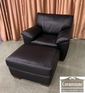 8098-14-Black Leather Chair and Ottoman