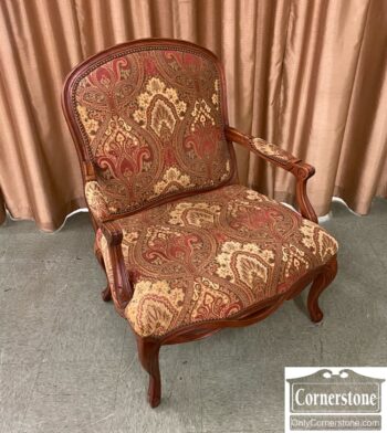 8119-1-Exposed Wood Arm Chair Red Gold