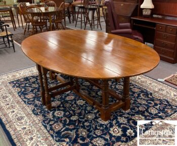 8135-3-Large Oak Oval Dropleaf Table