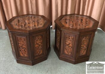 8135-39-Pr Asian Carved End Tables