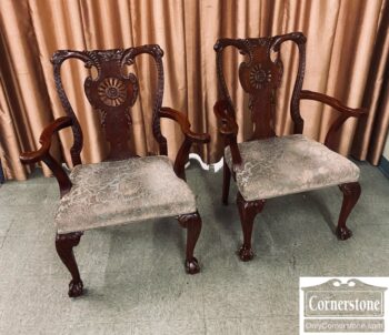 8163-2-Pr Chippendale Arm Chairs