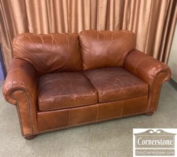8317-14-PA House Brown Leather Loveseat