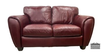 8677-10-Natuzzi Burgundy Leather Loveseat