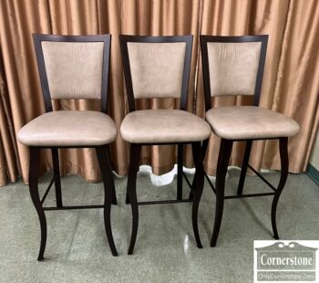 9028-1-Set of 3 Faux Leather Metal Bar Stools