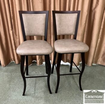 9028-2-Set of 2 Faux Leather Metal Bar Stools