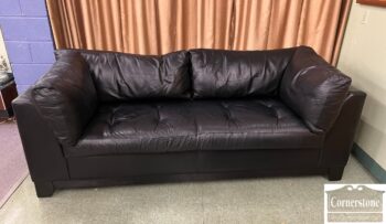 9033-33-Black Leather Sofa