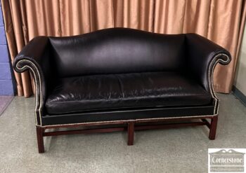 9090-1-Hickory Chair Black Leather Sofa