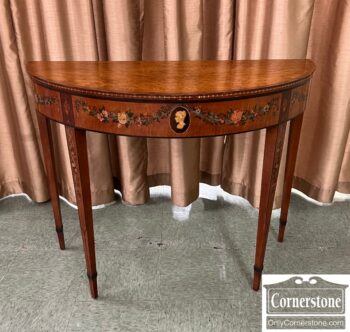 9376-3-Paint Decorated Demilune Wall Table