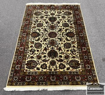 9417-7-Wool Hand Knotted Tan Rug