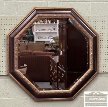 9598-44-Brown Gold Border Octagonal Mirror