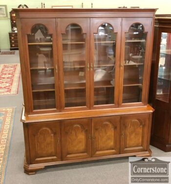 large bookcase with glass doors