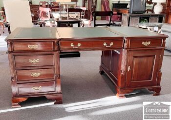 Leather Top Partners Desk Consignment Furniture